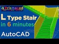 AutoCAD - How to build a L Type Staircase in 6 minutes - Architecture