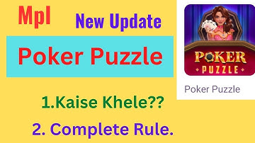 How To Play Poker Puzzle In Mpl/Mpl Poker Puzzle Kaise Khele In Hindi/New Update.