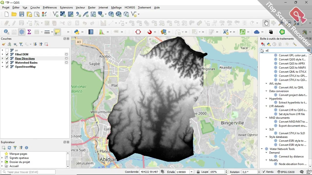 Modélisation de réseau de drainage et bassin versant sur QGIS