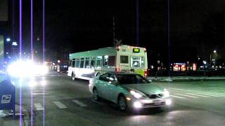 N B Pace bus crosses the Metra tracks on Prospect Avenue. Feb 2009.