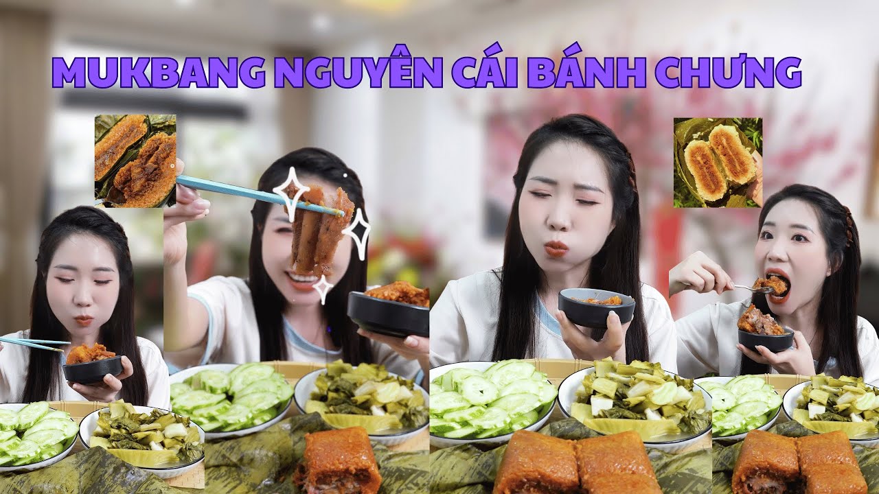 Thấy bánh chưng là thấy tết rùi ^^ bánh chưng gấc mật thịt siêu ngon luôn nè #miloondiet #mukbang