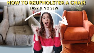 Arm chair revamp, no sewing!! easy tutorial
