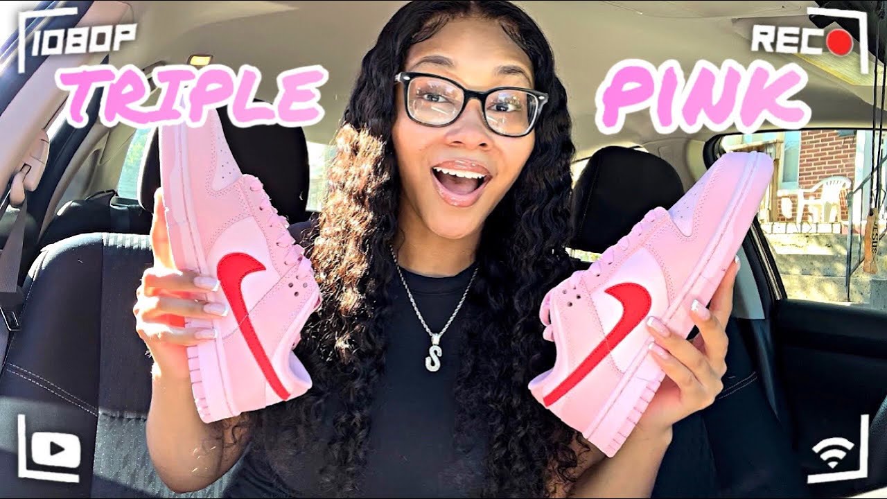 Nike Triple Pink Dunk Low Unboxing + On Foot Review - Youtube