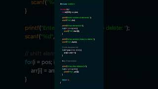 C Program: Delete Element from Array Using Shift Logic |  #clanguage #cprogramming #codingtips