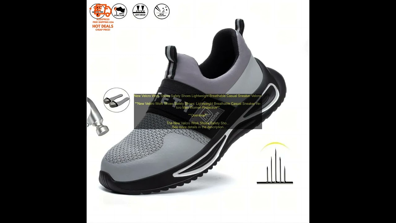 1005006261924683 New Velcro Work Shoes Safety Shoes Lightweight Breathable Casual Sneak