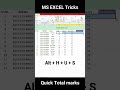 Calculate total marks in MS excel Sum formula Sum Formula shortcut key | quick sum Urdu #shorts