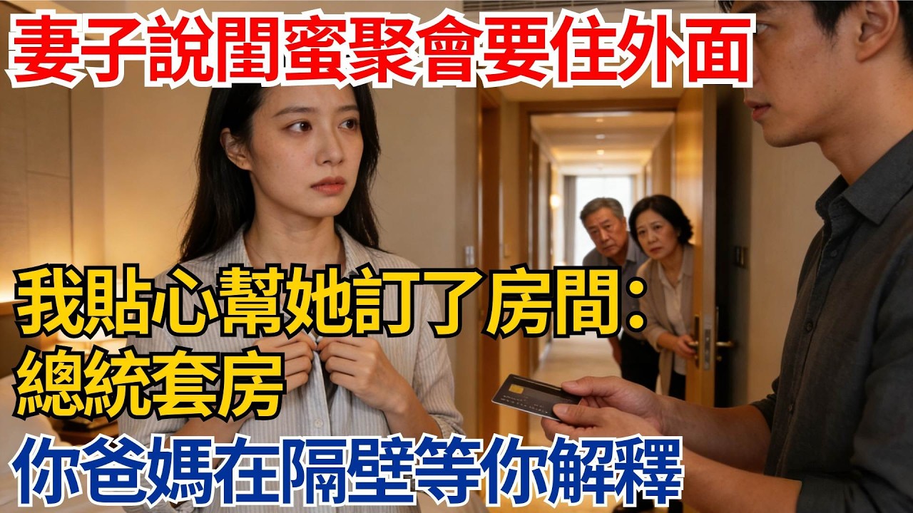 妻子說閨蜜聚會要住外面，我貼心幫她訂了房間：總統套房，你爸媽在隔壁等你解釋【都市際遇】#都市情感#情感故事#妻子出軌#出軌故事#婚姻背叛#反轉劇情