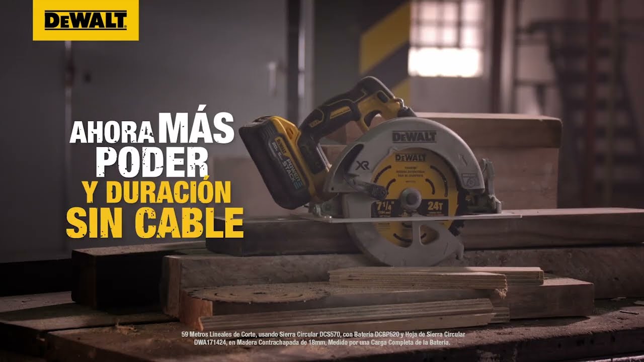 Sierra Circular Inalámbrica DEWALT DCS570 y Batería POWERSTACK DCBP520 