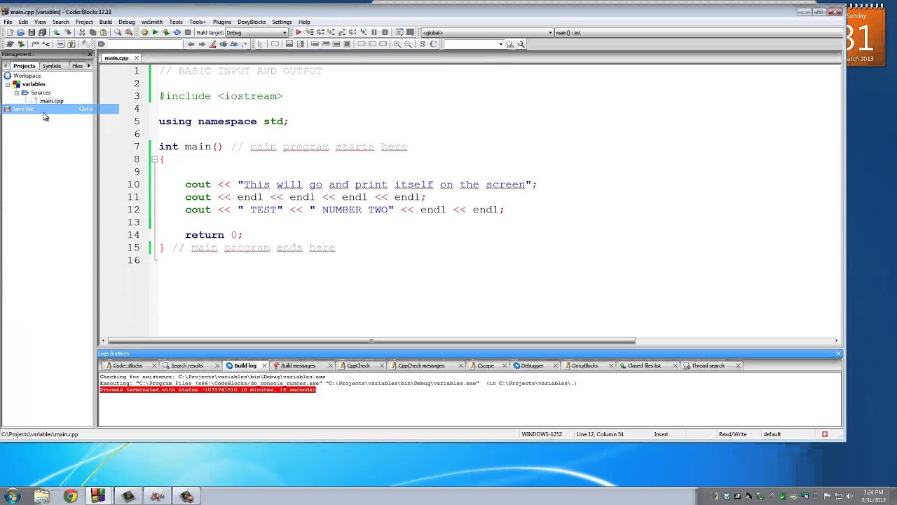 C++ Programming Tutorials: 3 - and Output -