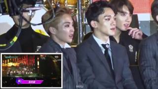 BTS JUNGKOOK & EXO CHEN - XIUMIN REACTION TO ROSE WHISTLE AUCOUSTIC 20121226 SBS GAYO DAEJUN
