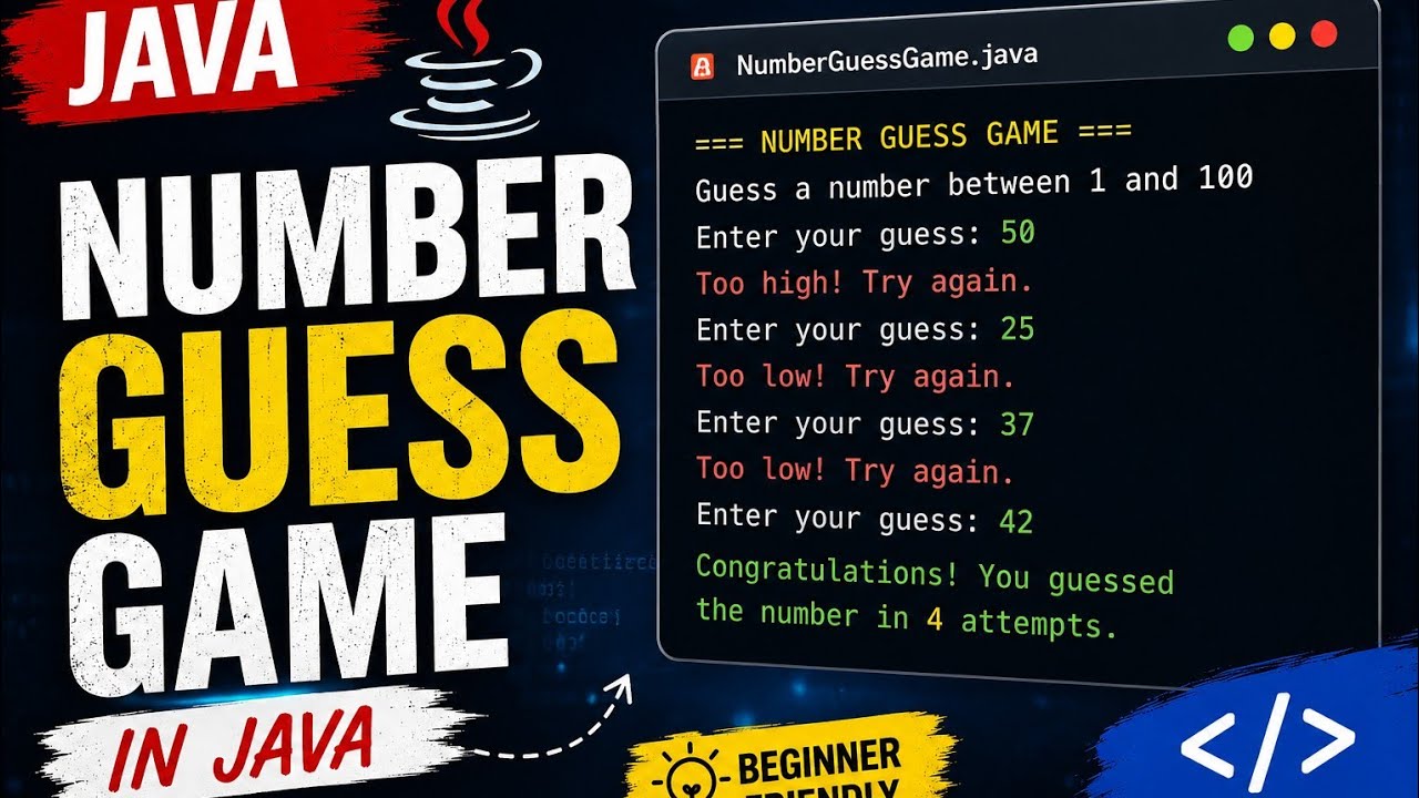 Build a Number Guess Game in Java 🎯 | Step by Step Tutorial - YouTube
