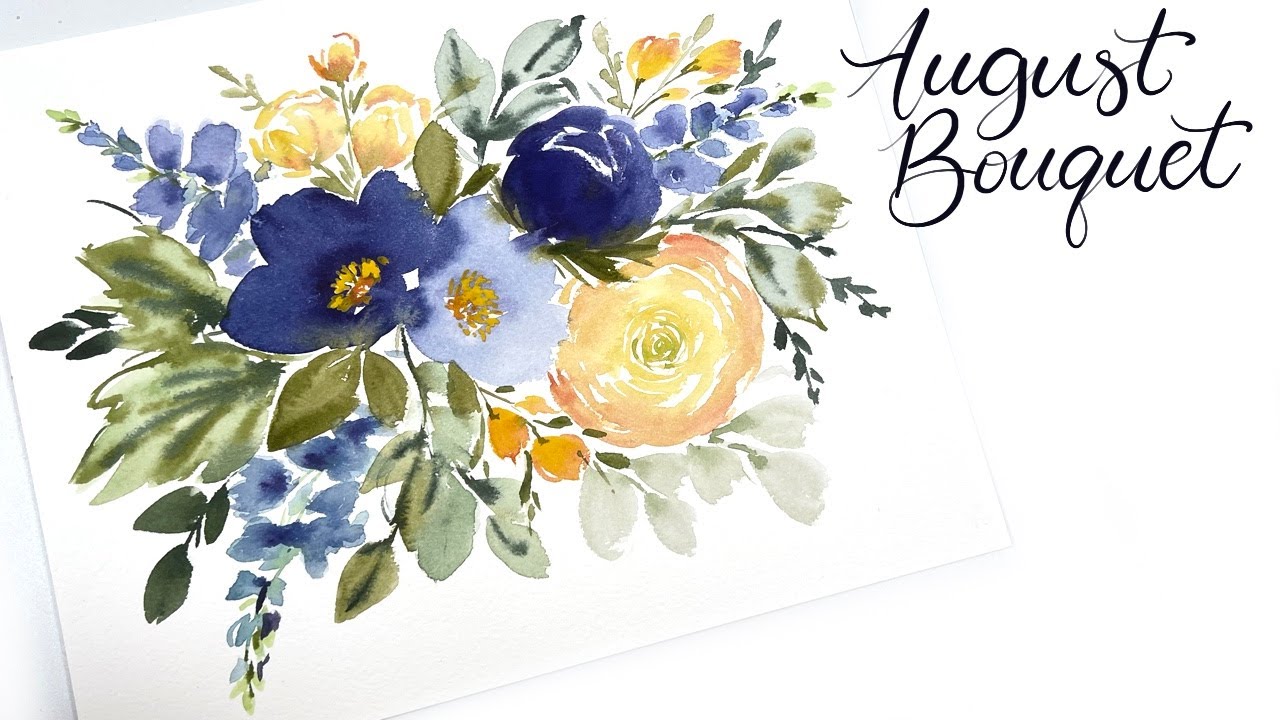 How To Paint An August Watercolour Bouquet YouTube