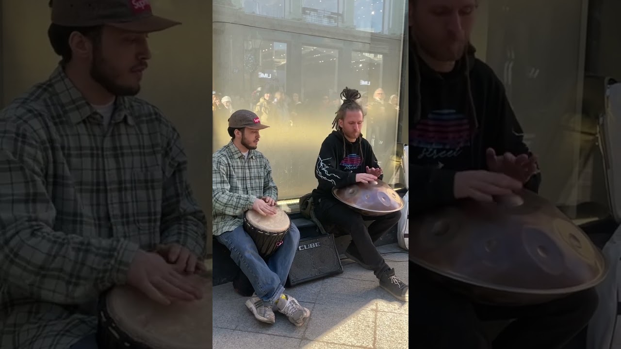 Amazing street music jam.Handpan & Djembe #ханг #хэндпан #джембе