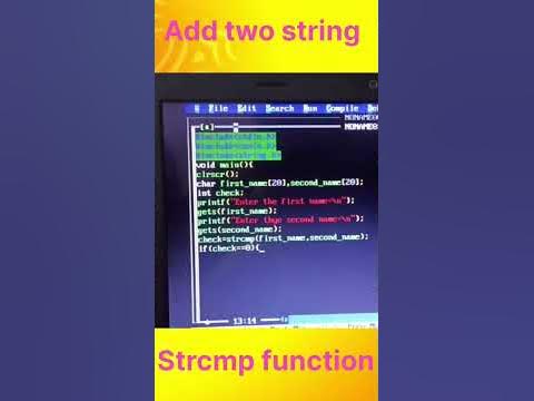 strcmp function compare two string in c #turbo c #c #code #coders # ...