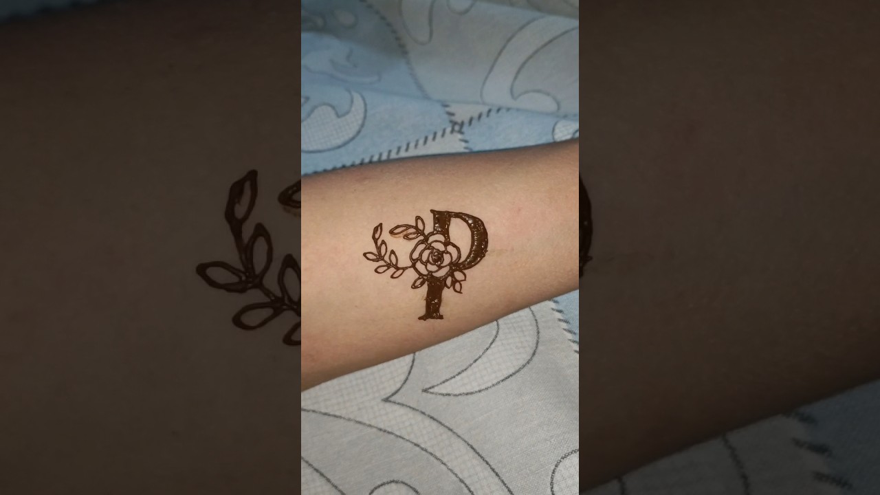 P Letter Mehndi Design | Creative "P" Alphabet Mehndi Tattoo Design 