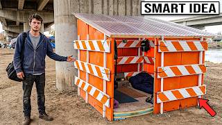 Homeless Boy Found a Pile of Traffic Barricades Nobody Wanted - Built Solid Shelter Under the Bridge