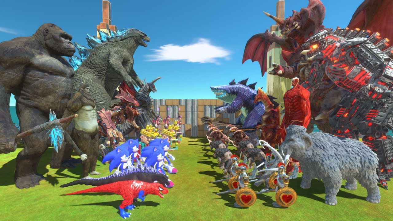 Godzilla 2014 x Kong Team vs Mechagodzilla x Destoroyah Team - Animal Revolt Battle Simulator