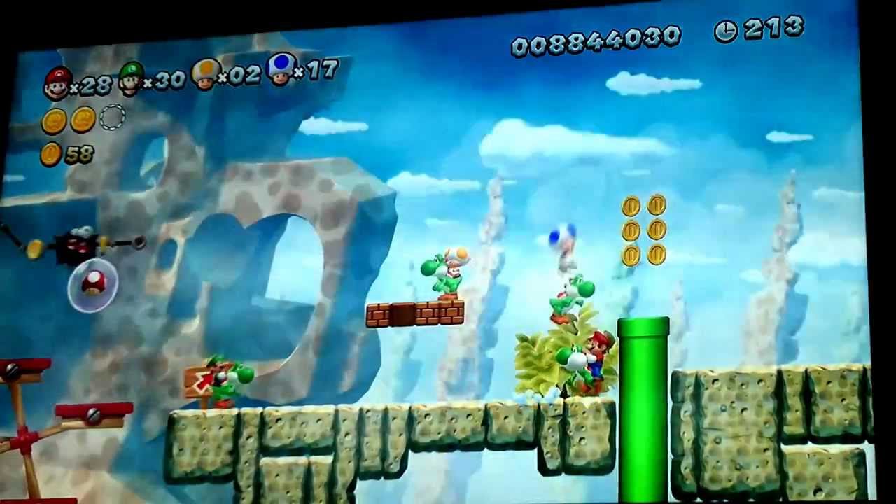 The worst New super Mario bros. U gameplay / playthrough - Fuzzy clifftop