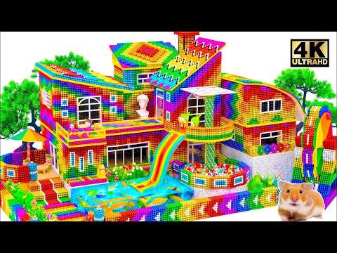 ASMR x 1.5 - Build Villa House Have Creative 3D Roofs With Magnetic Windmill & Swimming Pool