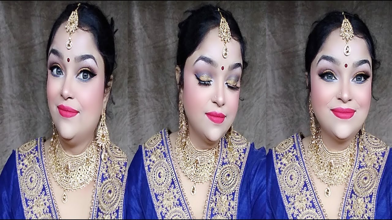 Indian Festival Makeup TutorialTraditional Blue Saree MakeupAlwaysprettyuseful   YouTube