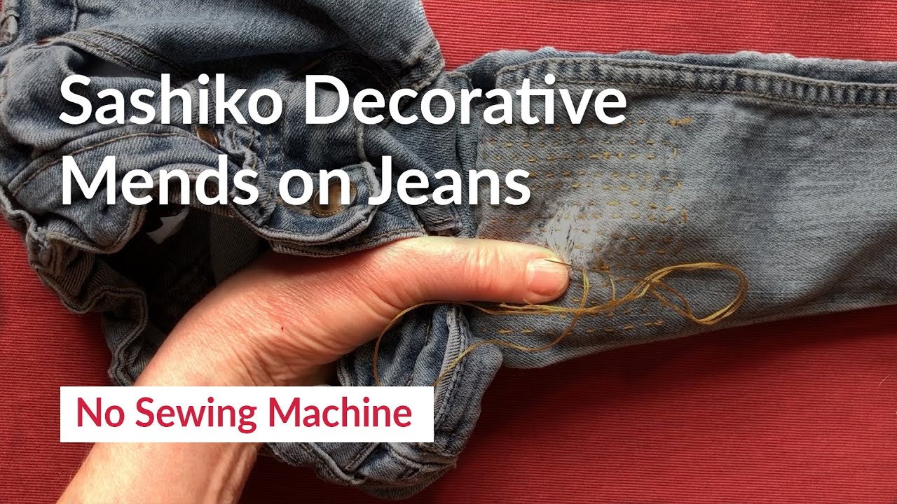 How to patch jeans by hand - Sashiko visible mends - YouTube