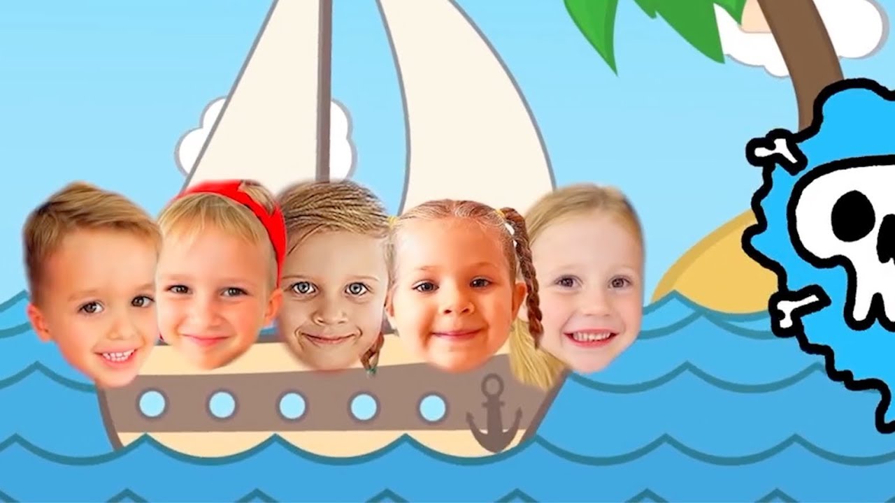 Nastya und Freunde spielen Piratenspiele und finden Schätze