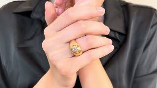 Vidéo: Bague Jonc Anglais en or jaune 18 Cts avec un diamant de 0,60 Cts taille ancienne I-VS. Taille 54