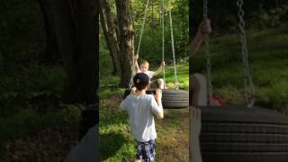 Tire Swing Fun Jesse was pushing Kayden on the tire swing.