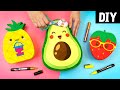 DIY 🍍🍓🥑 3 IDEIAS FOFAS DE FRUTAS NA DECORAÇÃO 💜 Apoiador e Almofada para Celular e porta joias EVA