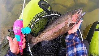 BARBIE ROD CATCHES GIANT TROUT!! (Catch & Cook)