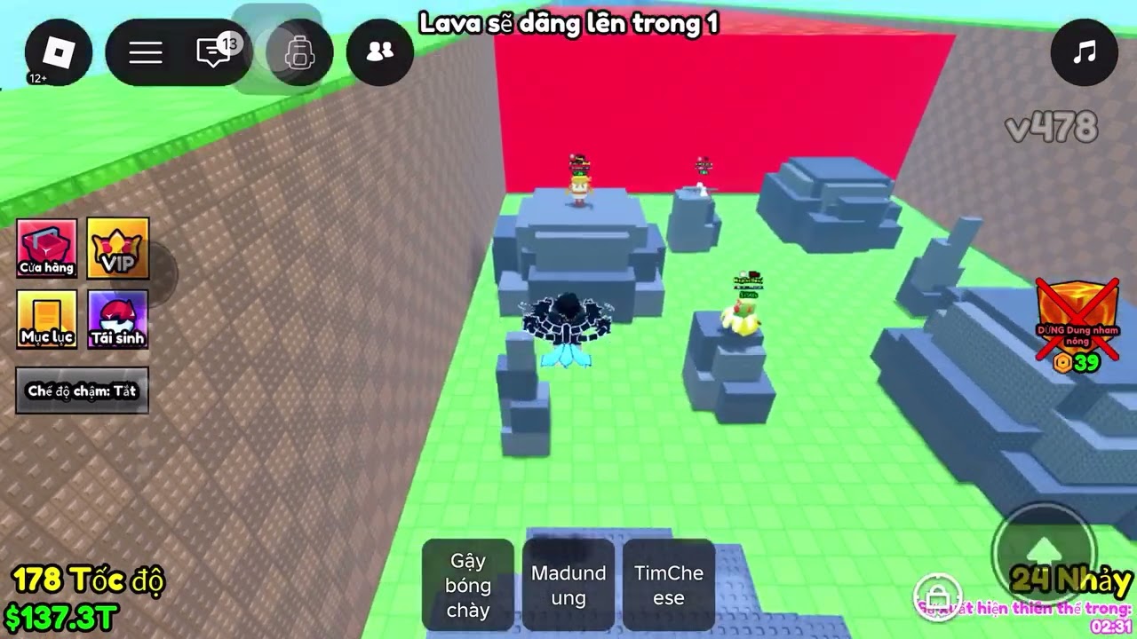 Chơi sống sót khỏi lava để lấy brainrot phần 1