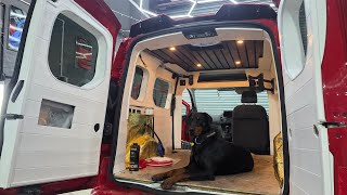 Ford Transit Connect maxed out micro camper build - finishing off the roof, painting, lights in!
