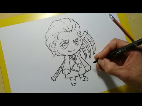 COMO DESENHAR o JUZO BIWA da #AKATSUKI em ESTILO CHIBI passo a passo 