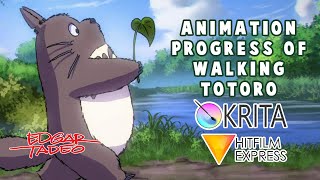 Animation Progress Of Walking Totoro (Krita & Hitfilm Express)