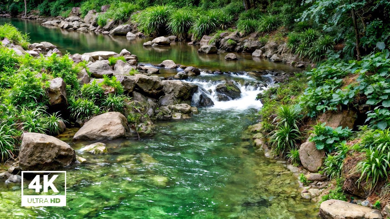 River Flowing Birds Chirping – Gentle Forest Stream Surrounded by Soothing Birdsong for sleep