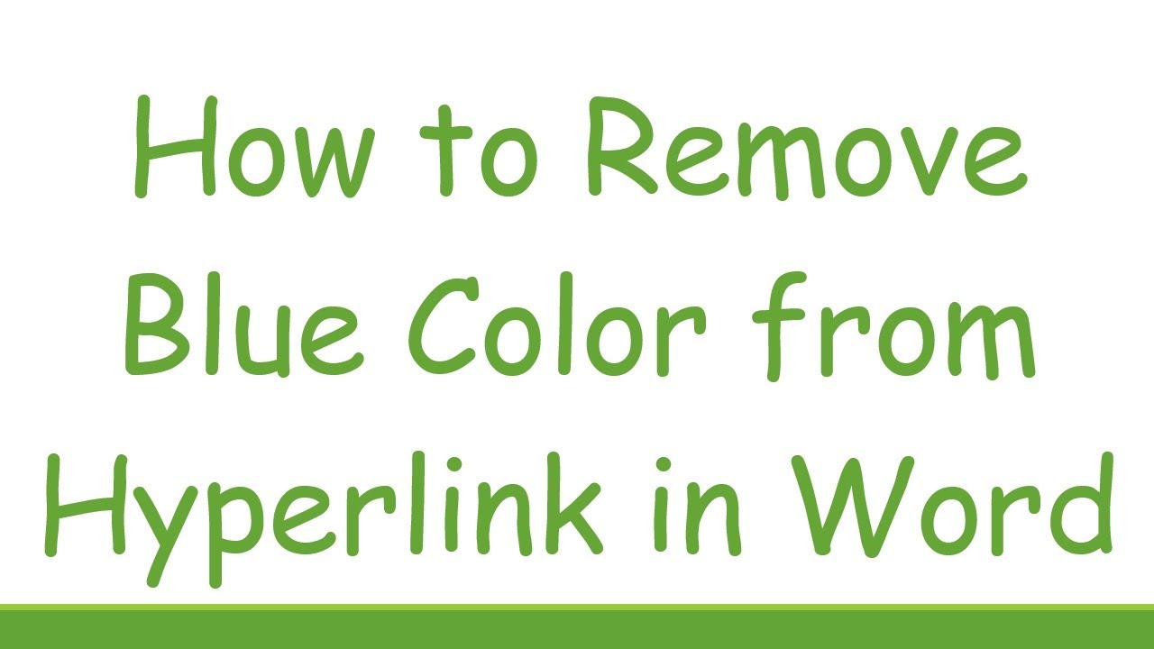 How to Remove Blue Color from Hyperlink in Word - YouTube