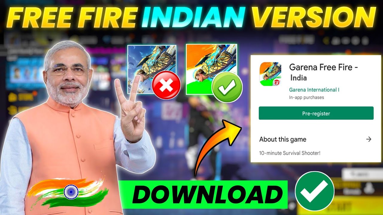 FREE FIRE INDIAN VERSION PRE REGISTRATION || HOW TO DOWNLOAD FREE ...