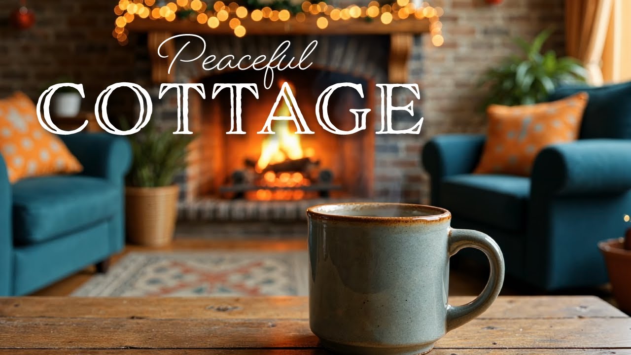 Cozy Winter Cottage Ambience | Relaxing Celtic Folk Music  | Hot Coffee & Fireplace (1 Hour) 🍵