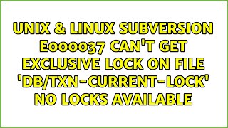 Subversion E000037: Can't get exclusive lock on file 'db/txn-current-lock': No locks available