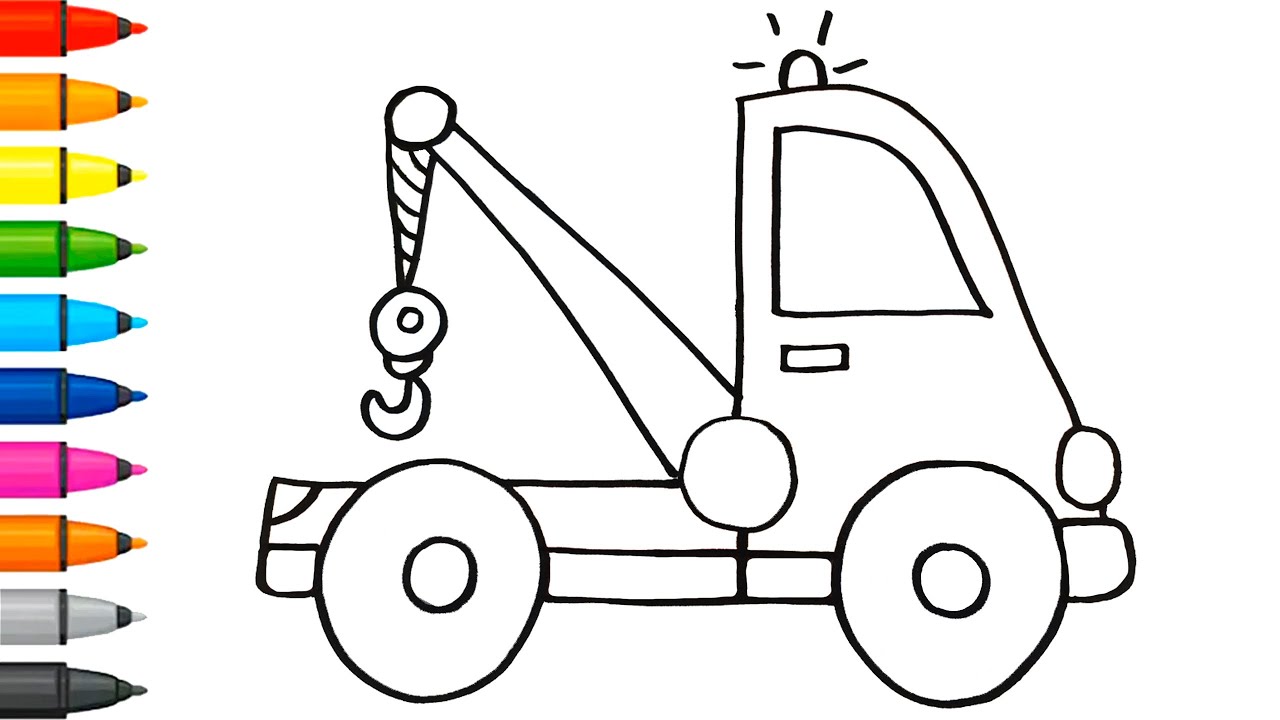 Как нарисовать эвакуатор для детей поэтапно карандашом