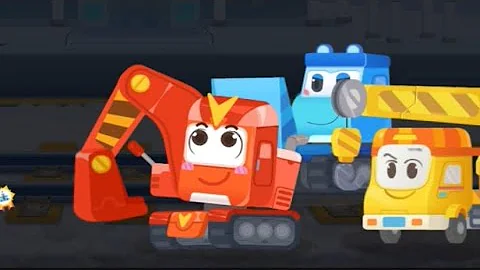 Excavator & wheel loader trailer trucks for kids | Underpass Road Construction