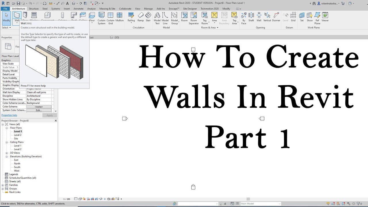 How To Create Walls In Revit Part 1 - YouTube