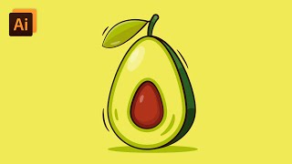 Flat Avocado design in adobe illustrator | Fruit illustration design