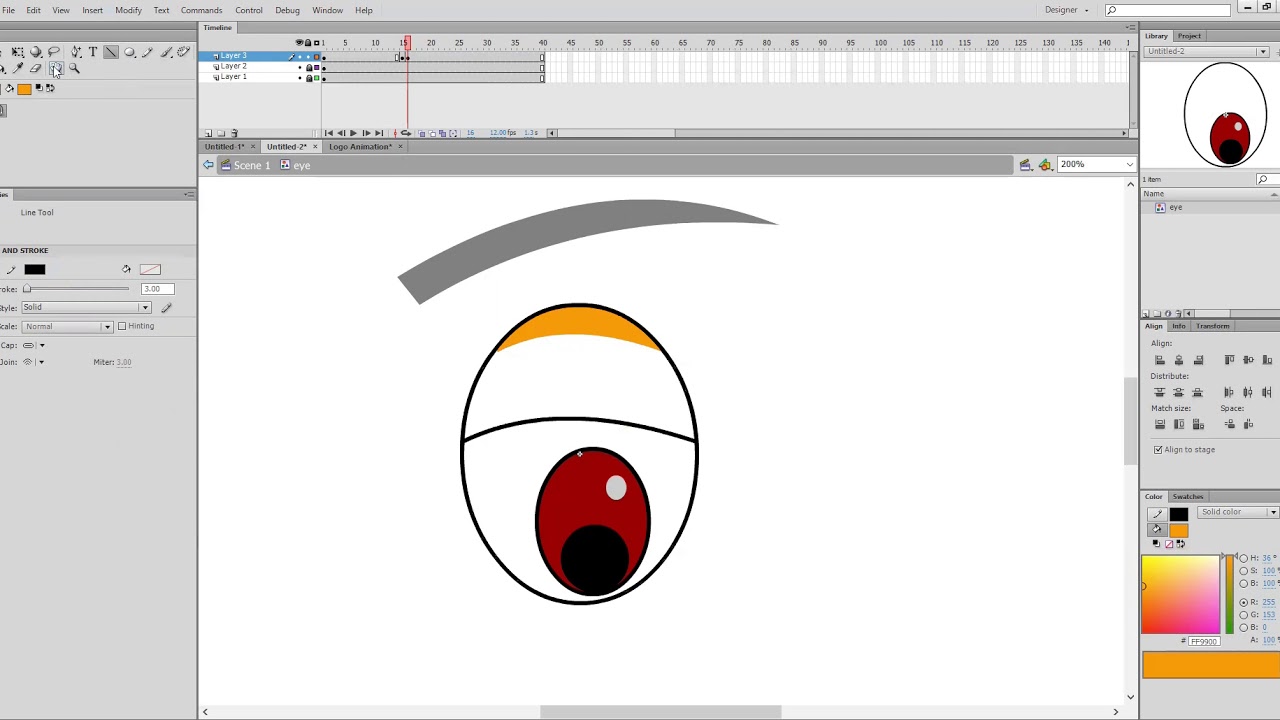 Eye Blink Adobe Flash and Adobe Animate CC tutorial