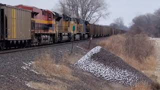 DOUBLE COAL ALERT! Huge 2x4x1 double coal with 3 RRs in 1 train blazes the rails on the Kansas sub!!