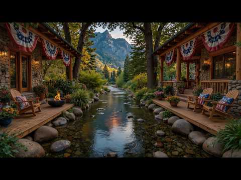 Patriotic 4th of July at the River House Ambience 🇺🇸 America Turns 250 | Relaxing Piano Music & Fire