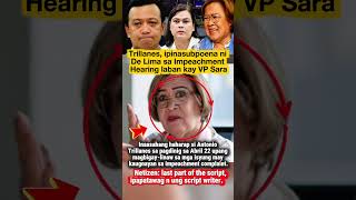 Trillanes, ipinasubpoena ni De Lima sa Impeachment Hearing laban kay VP Sara