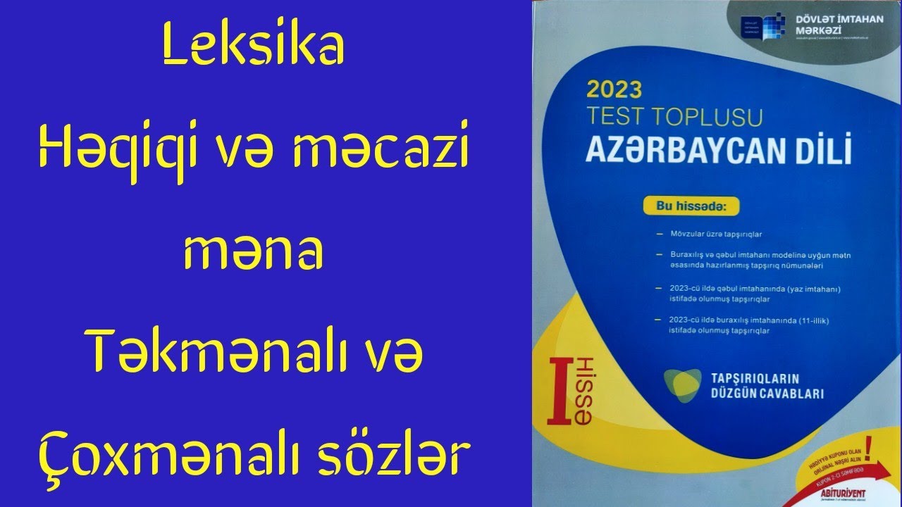 Leksika. Həqiqi və məcazi məna, terminlər,arxaizmlər. Azərbaycan dili test toplusu