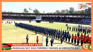 President William Ruto inspects Guard of Honour at Ithookwe Stadium, Kitui