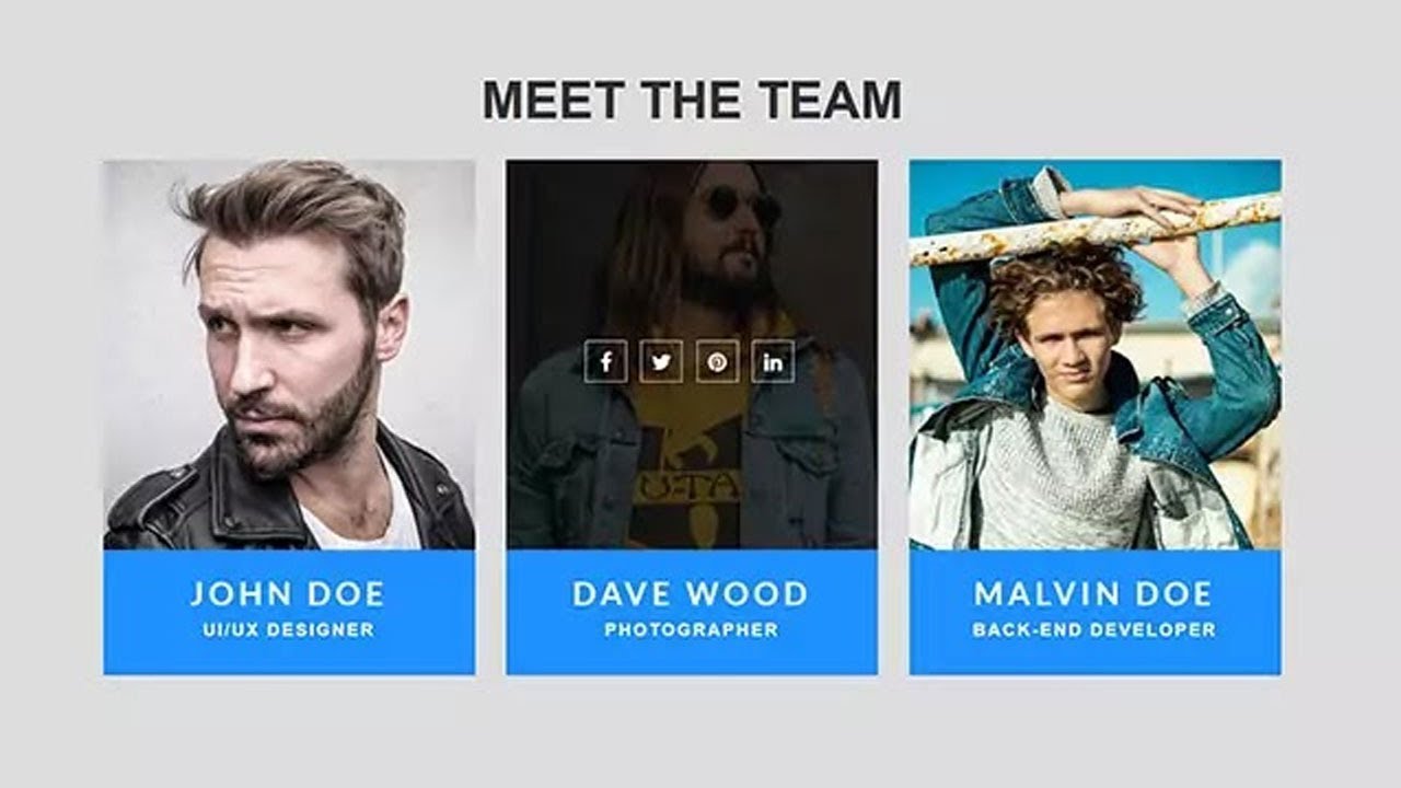 Responsive Team Section with hover animation using Bootstrap - YouTube